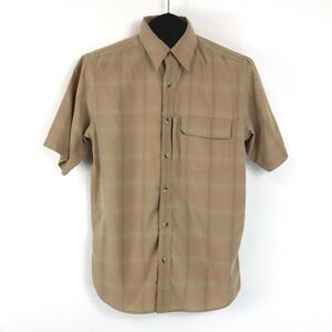 The North Face Button Up Short Sleeve Shirt Men's Small Plaid Pockets Outdoor